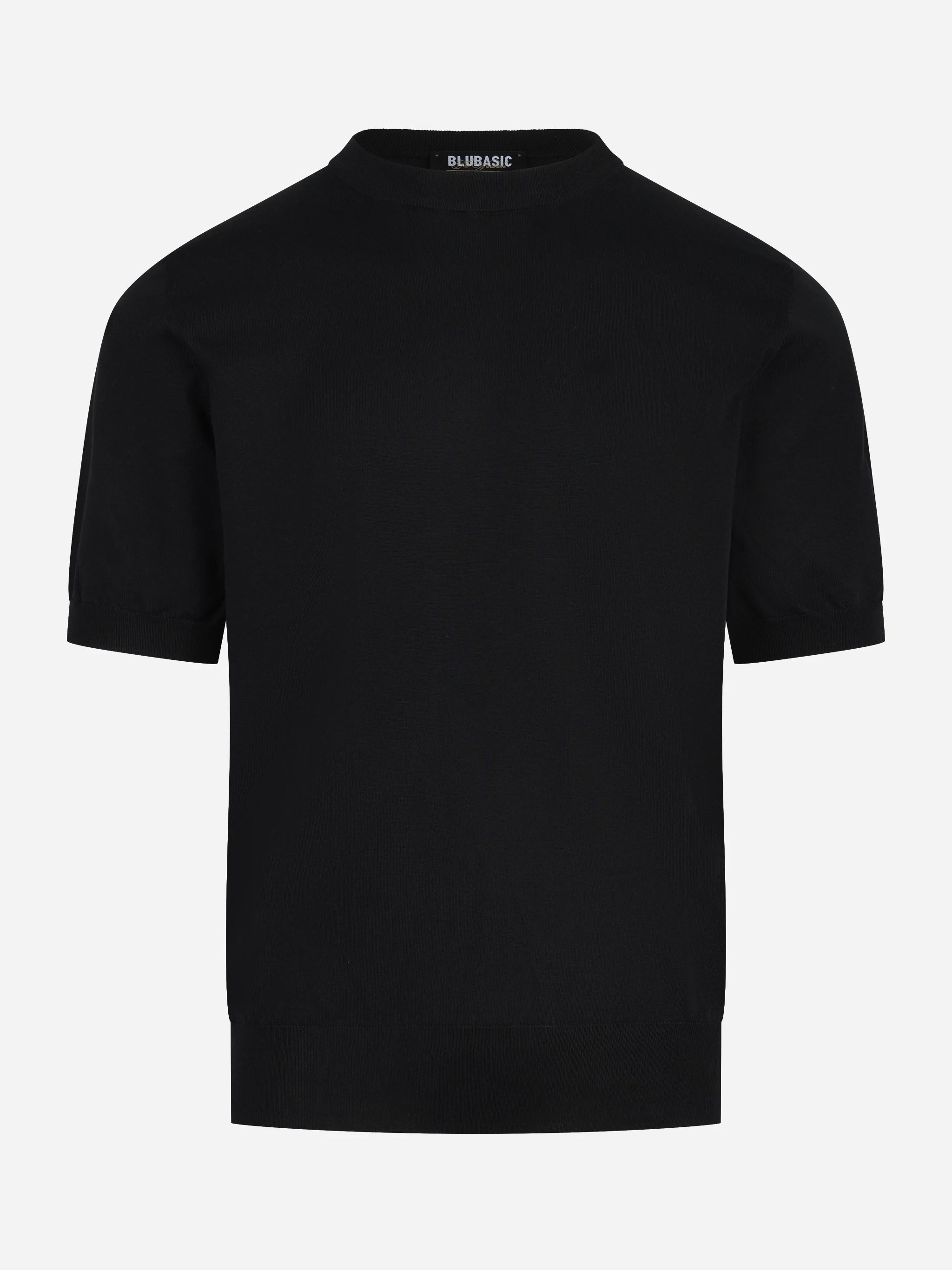 Maglia manica corta in cotone nero finezza 18