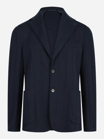 Blazer monopetto in misto cotone blu