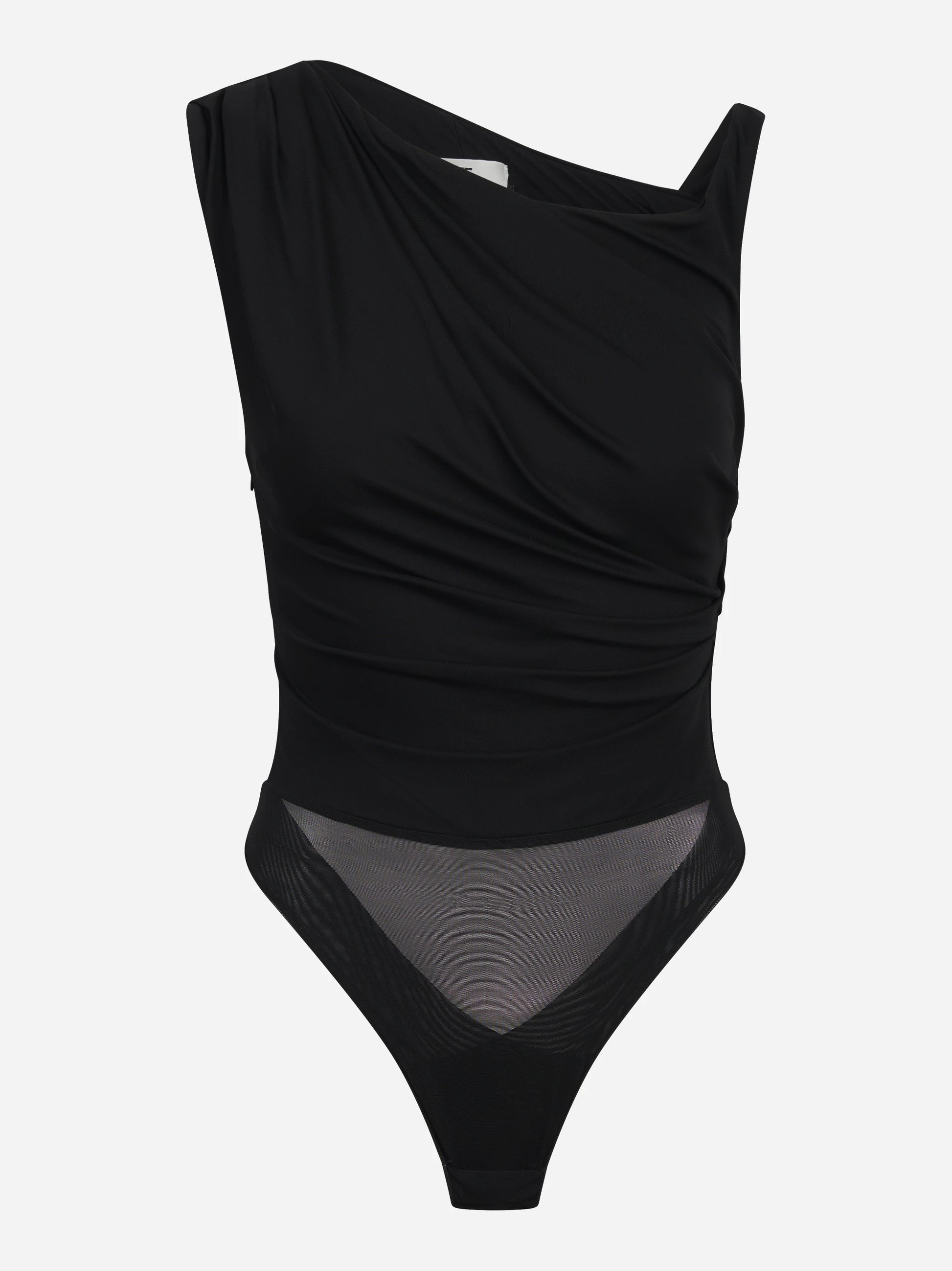 Body in jersey nero con spalla gioiello