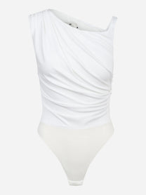 Body in jersey bianco con spalla gioiello