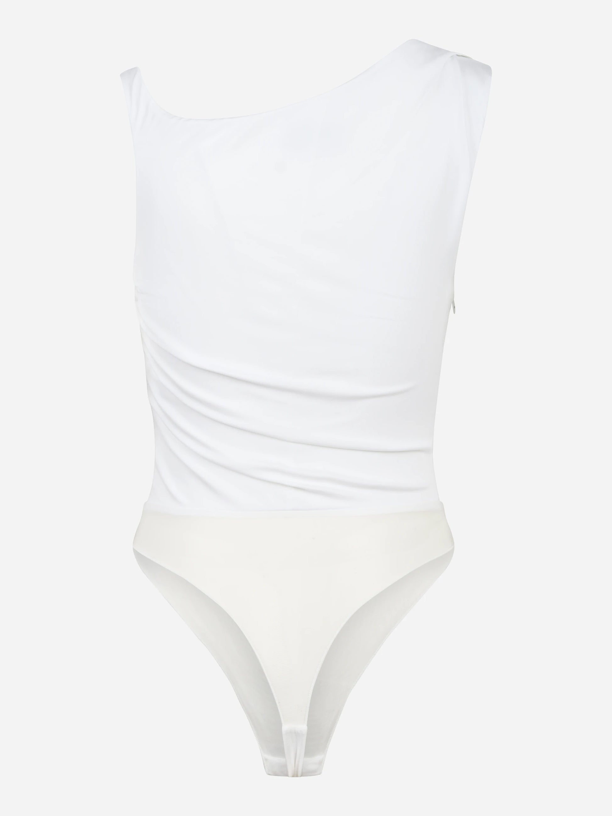 Body in jersey bianco con spalla gioiello