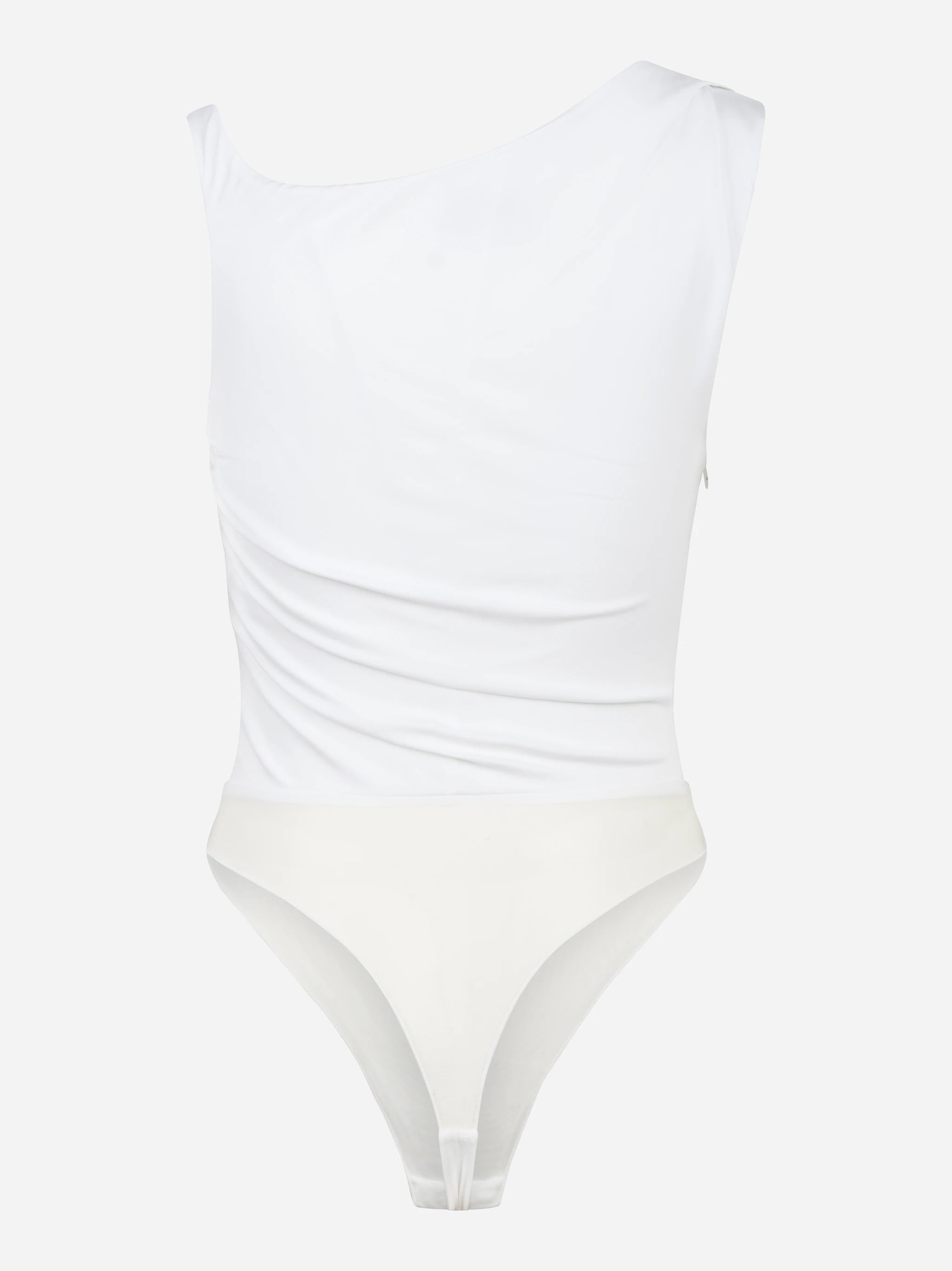 Body in jersey bianco con spalla gioiello