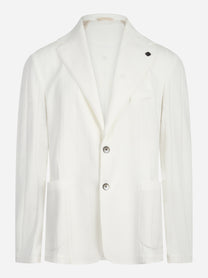 Blazer monopetto in misto cotone bianco