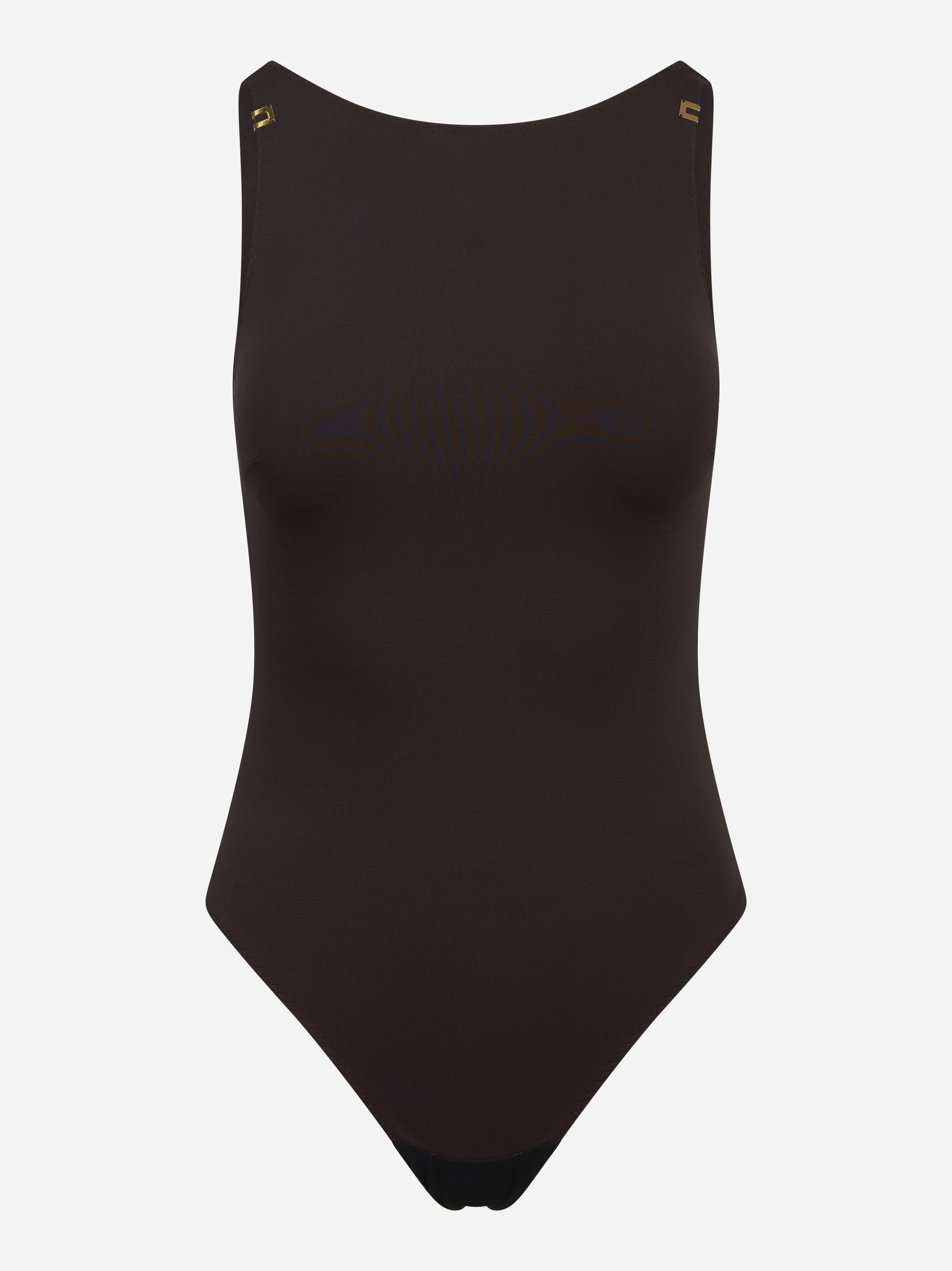 Body in jersey crepe con dettagli logo Marrone