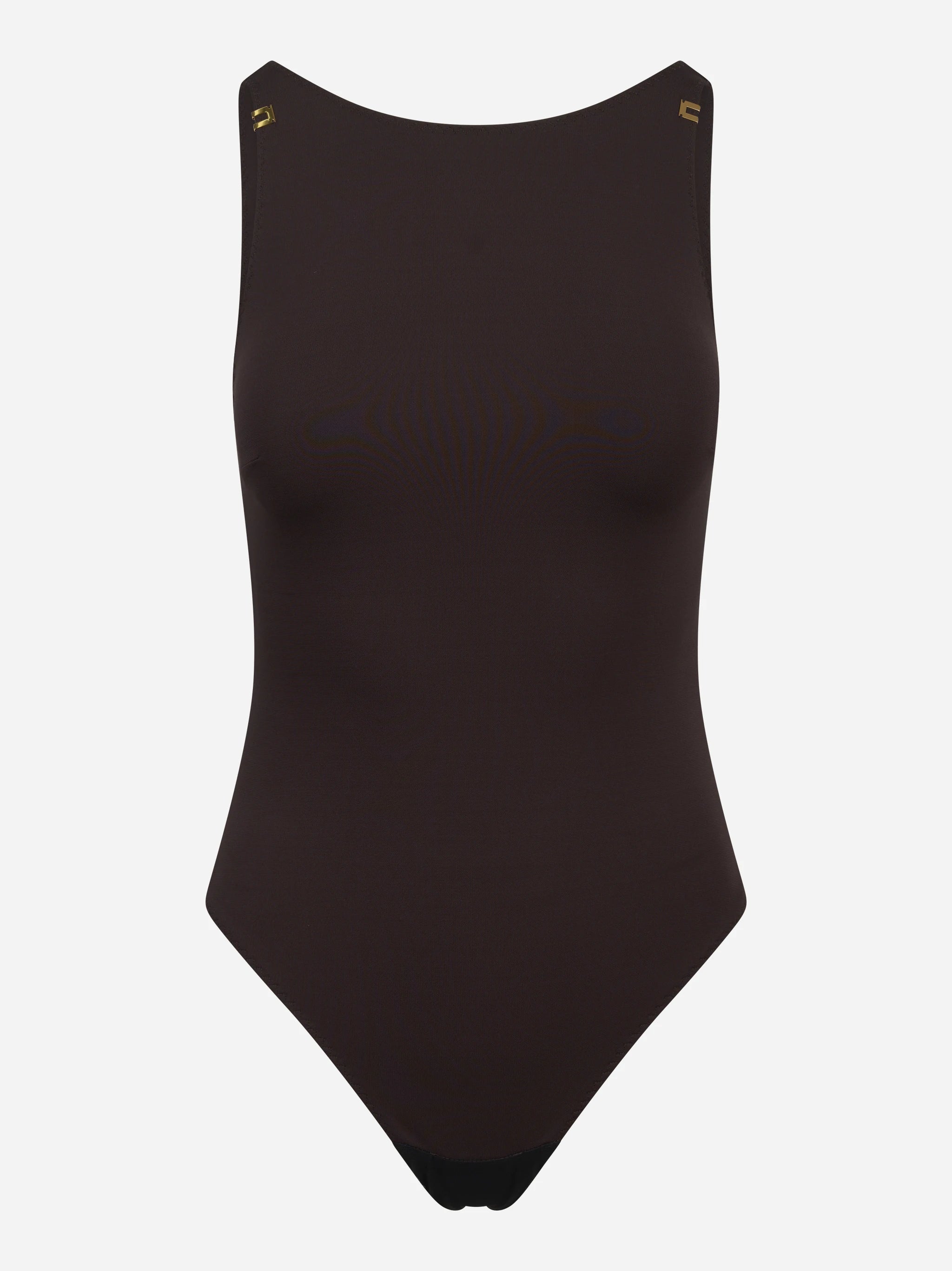 Body in jersey crepe con dettagli logo Marrone