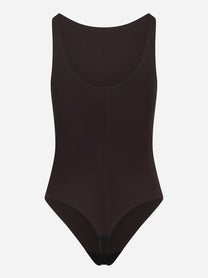 Body in jersey crepe con dettagli logo Marrone