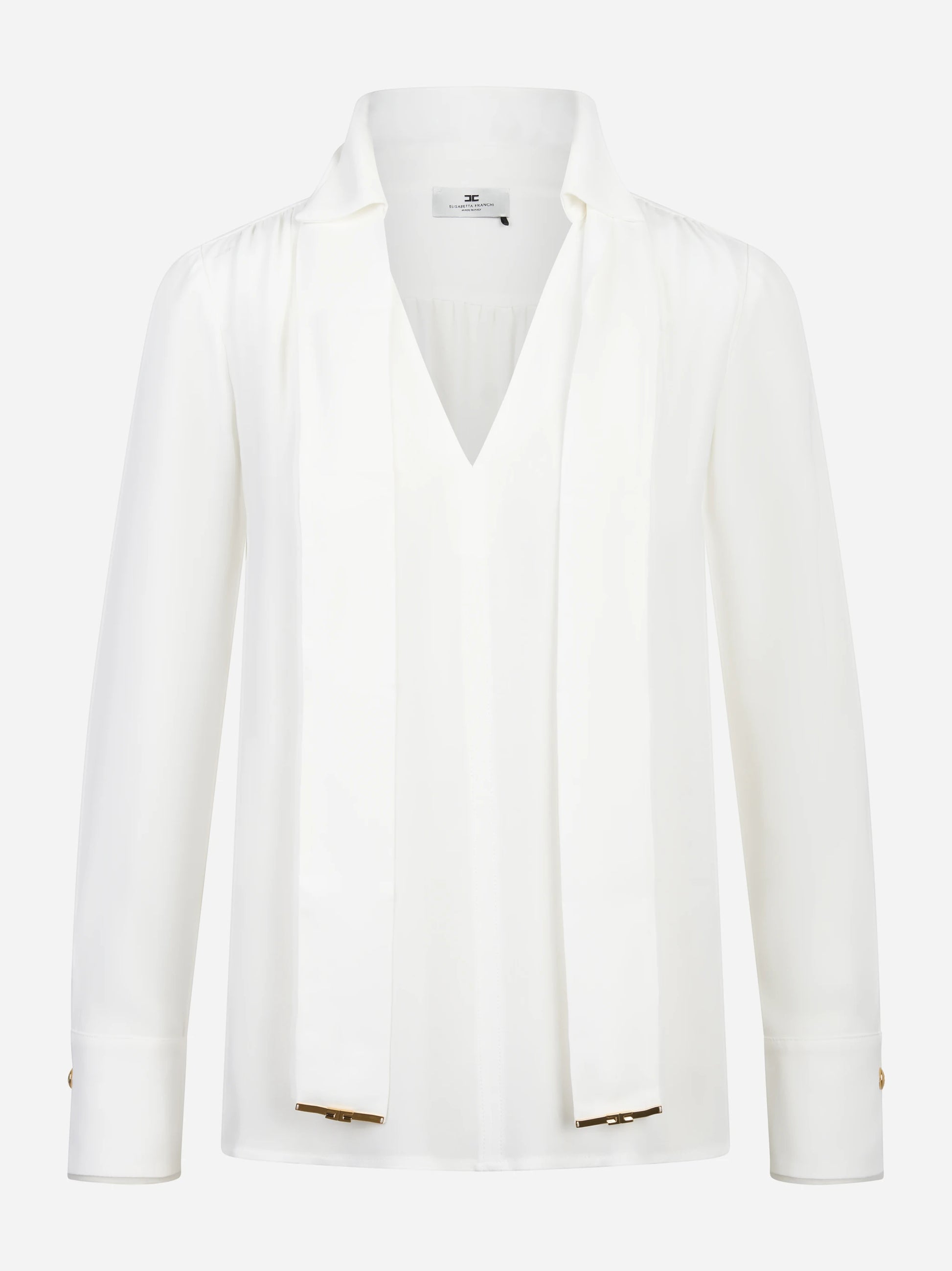 Camicia bianca in georgette di viscosa con fusciacca