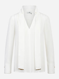 Camicia bianca in georgette di viscosa con fusciacca