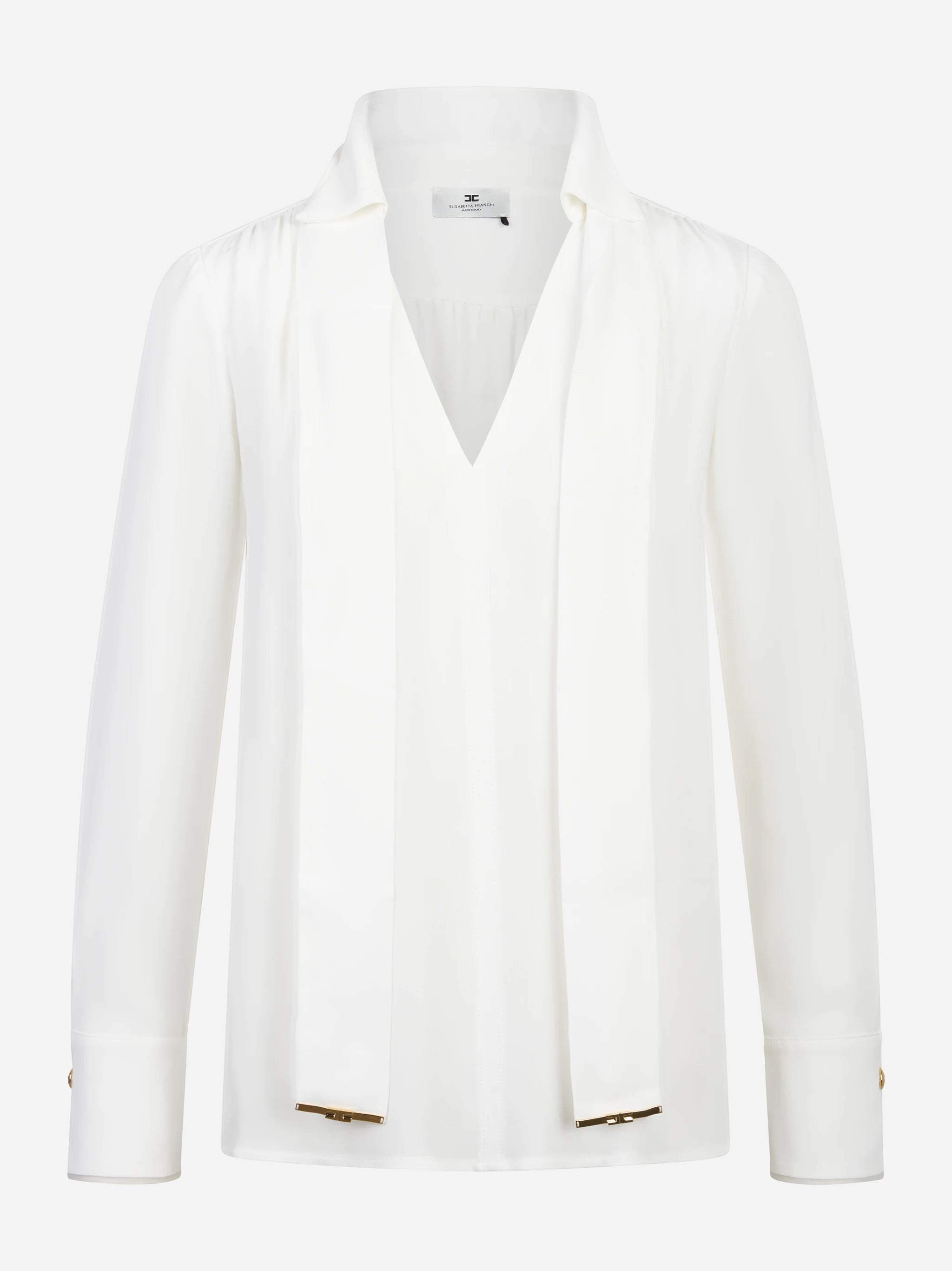 Camicia bianca in georgette di viscosa con fusciacca