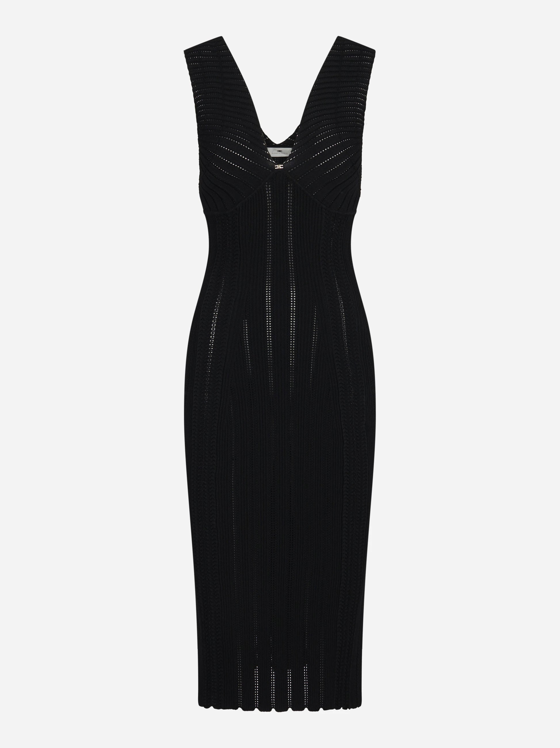 Abito nero in maglia a jour