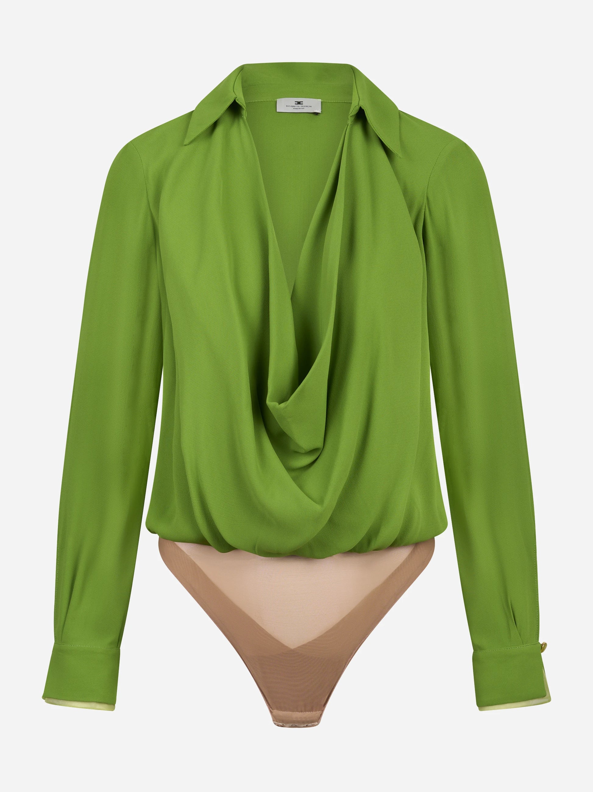 Body in georgette di viscosa verde