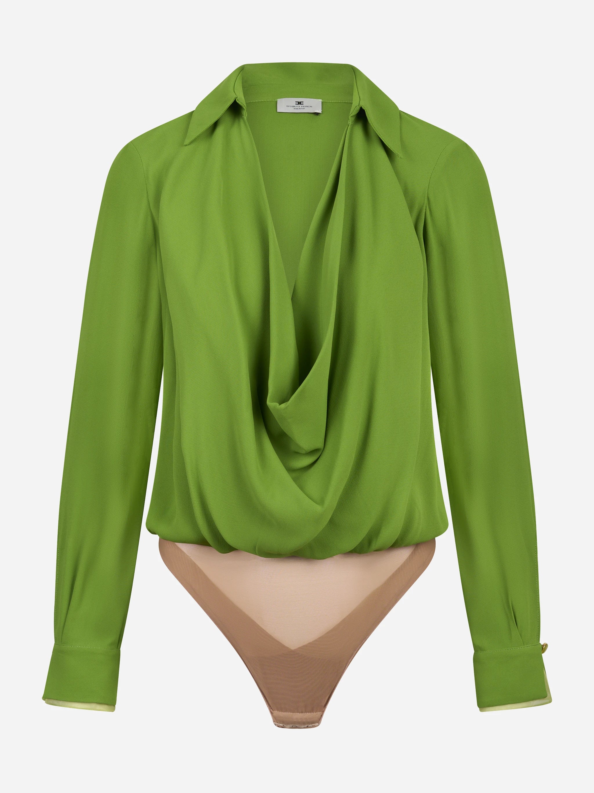 Body in georgette di viscosa verde