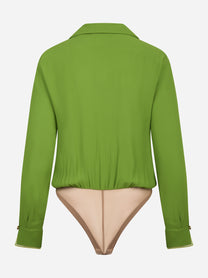 Body in georgette di viscosa verde