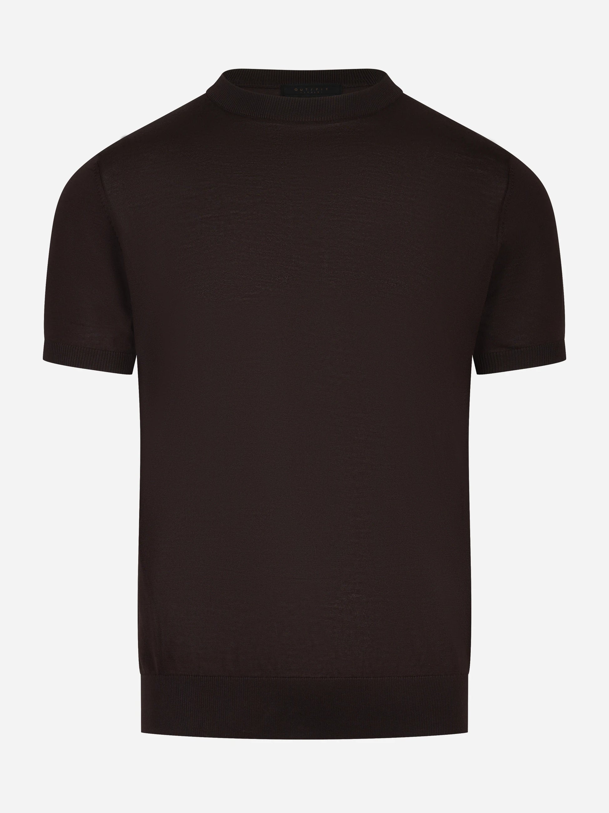 Maglia manica corta in misto cotone marrone