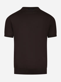 Maglia manica corta in misto cotone marrone