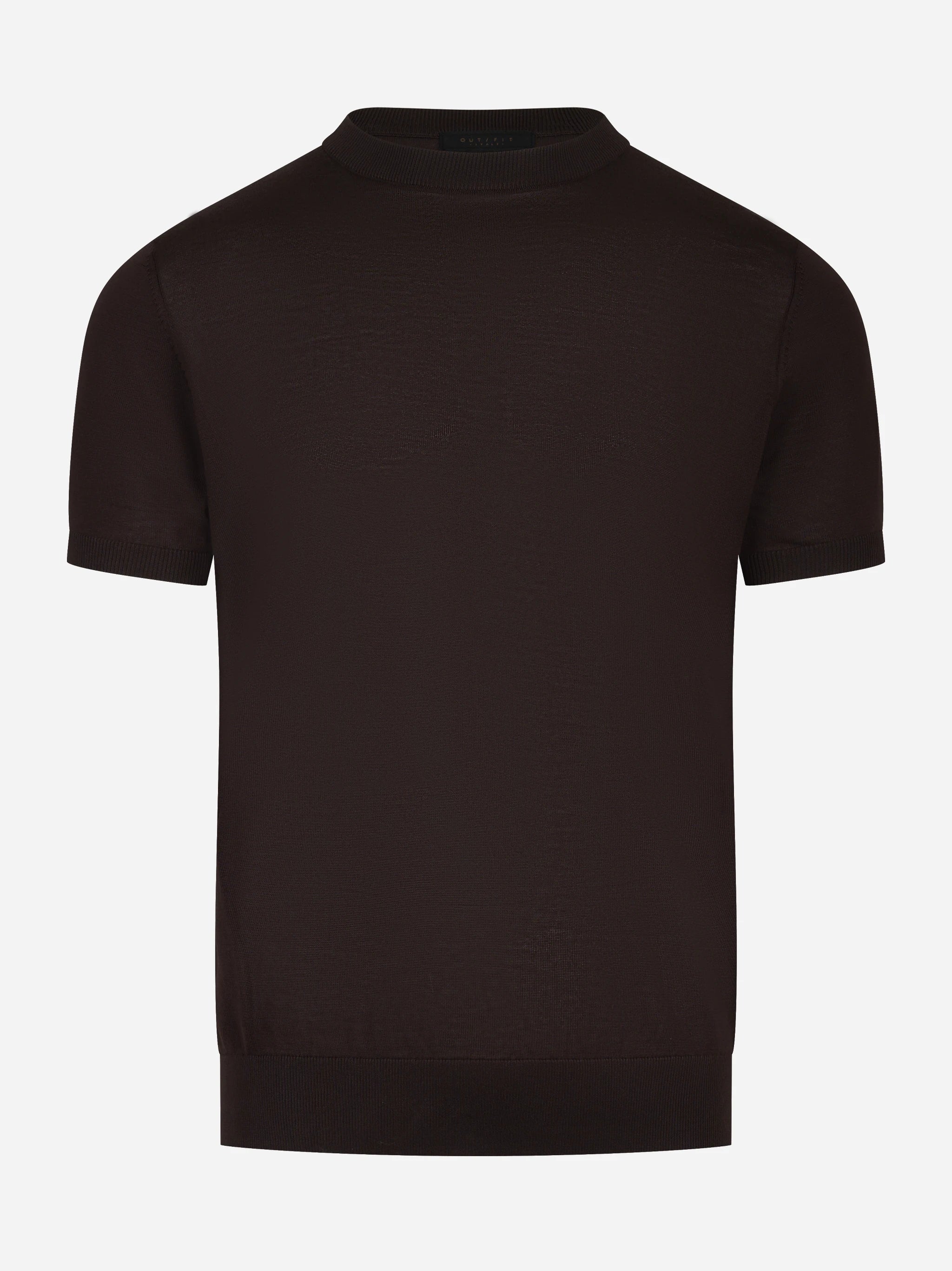 Maglia manica corta in misto cotone marrone