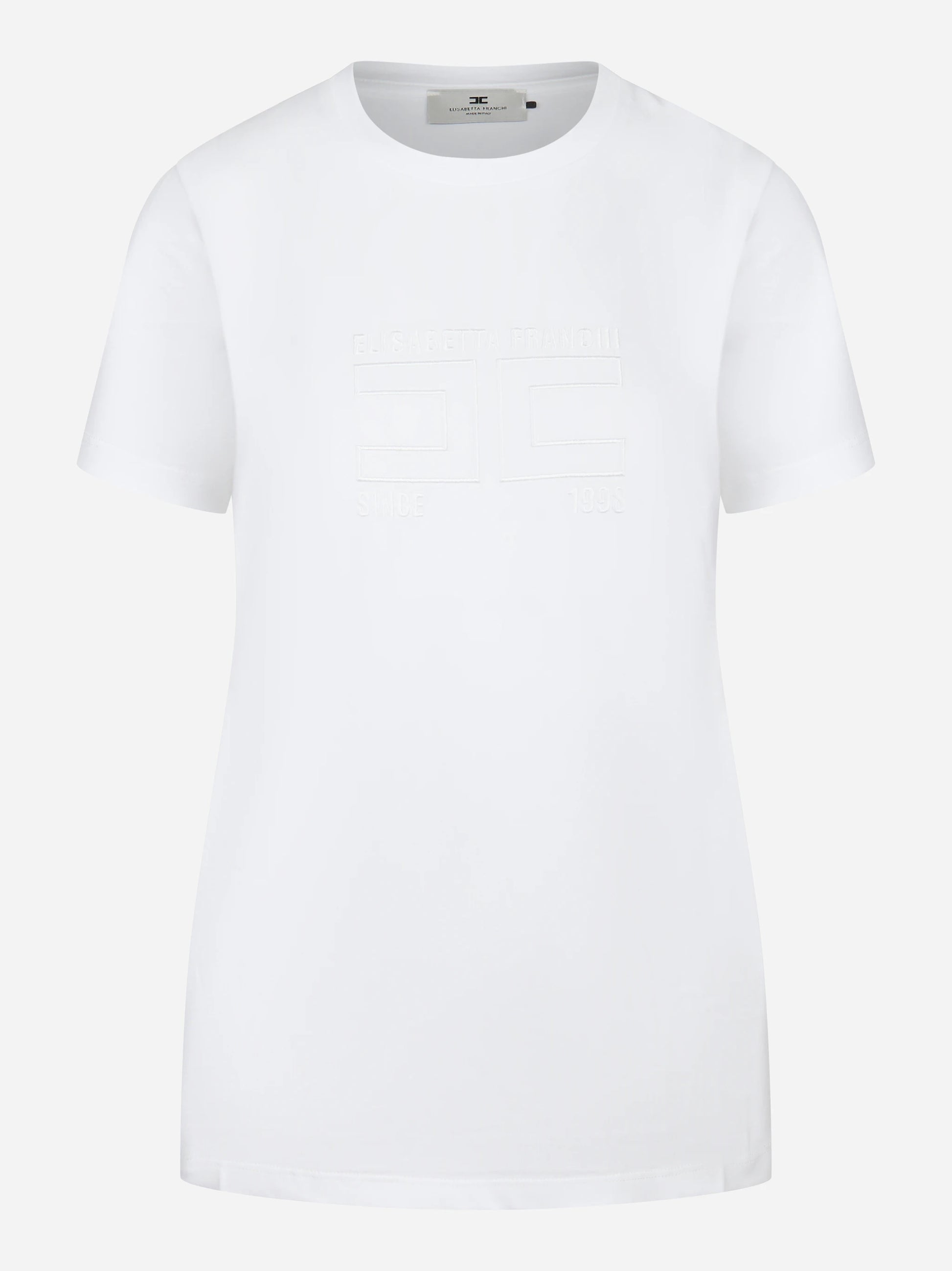 T-shirt in jersey con logo ricamato bianca