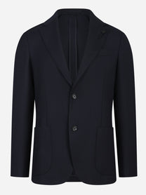 Blazer con tasche a toppa in lana blu