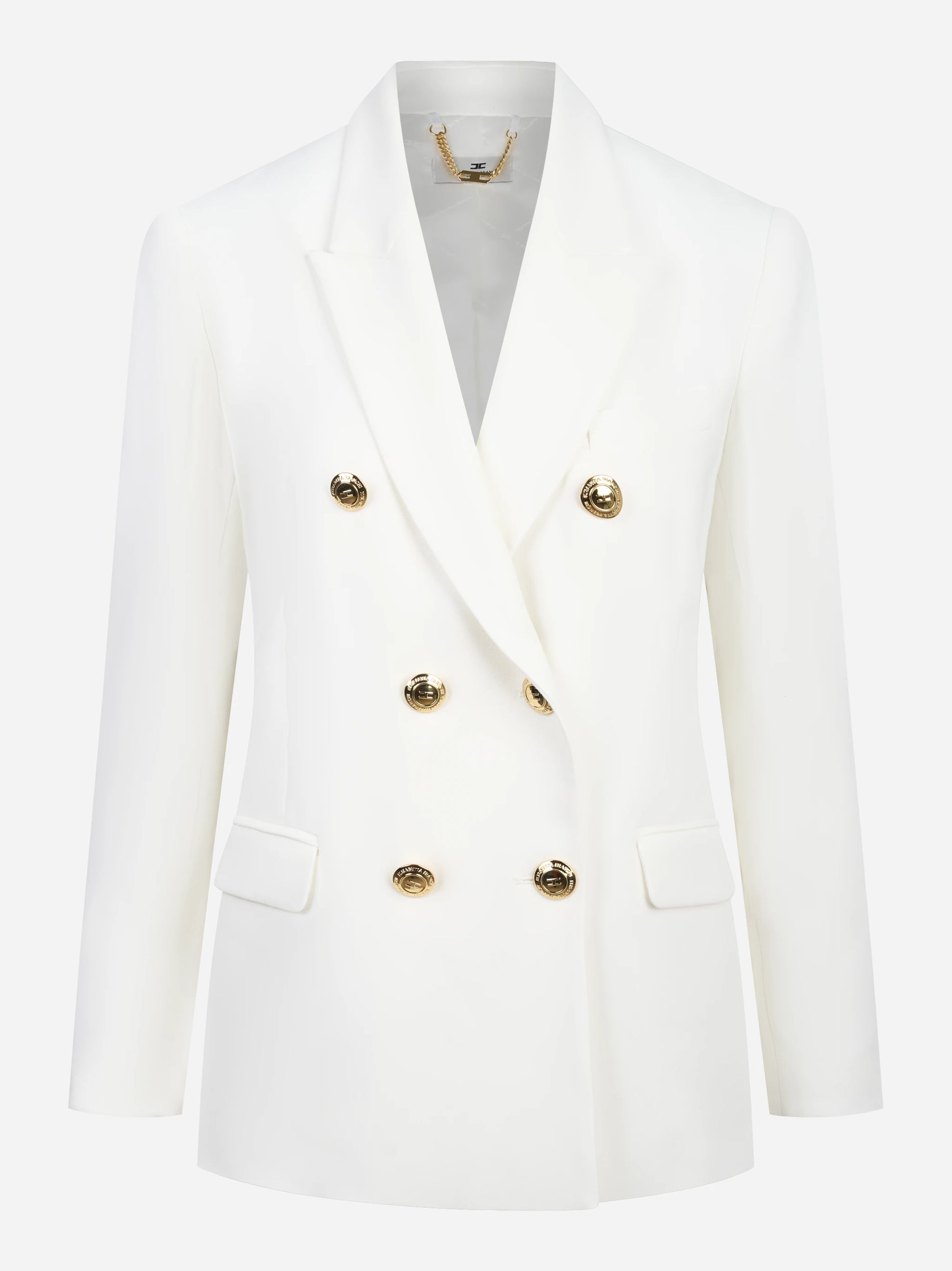 Blazer bianco doppiopetto in gabardina