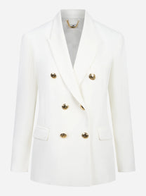 Blazer bianco doppiopetto in gabardina