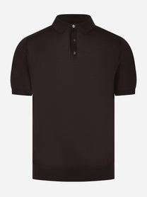 Polo manica corta in misto cotone marrone