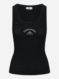 Top in maglia nero con logo