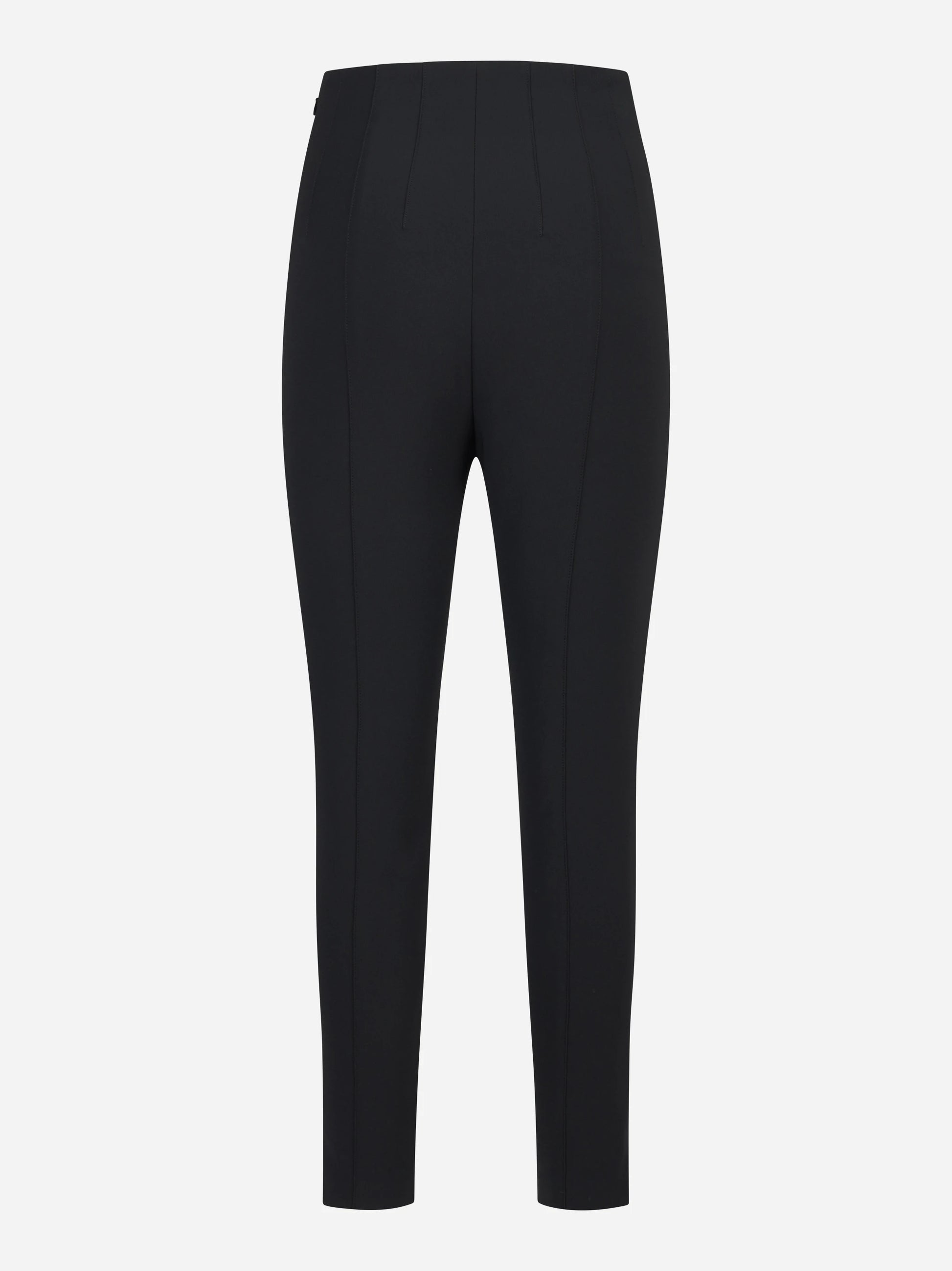 Pantalone nero in doppio crepe stretch con dettagli logo
