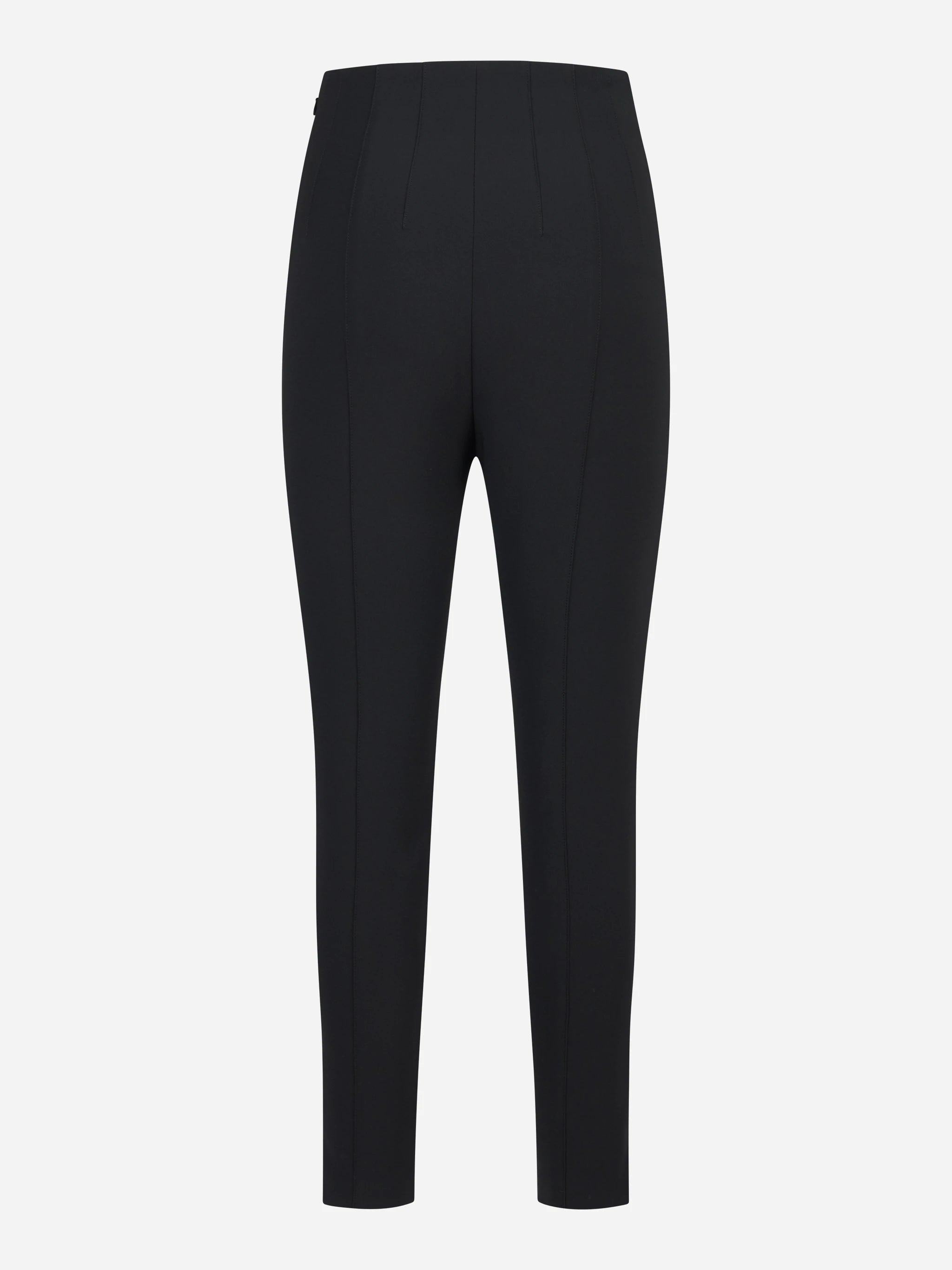 Pantalone nero in doppio crepe stretch con dettagli logo