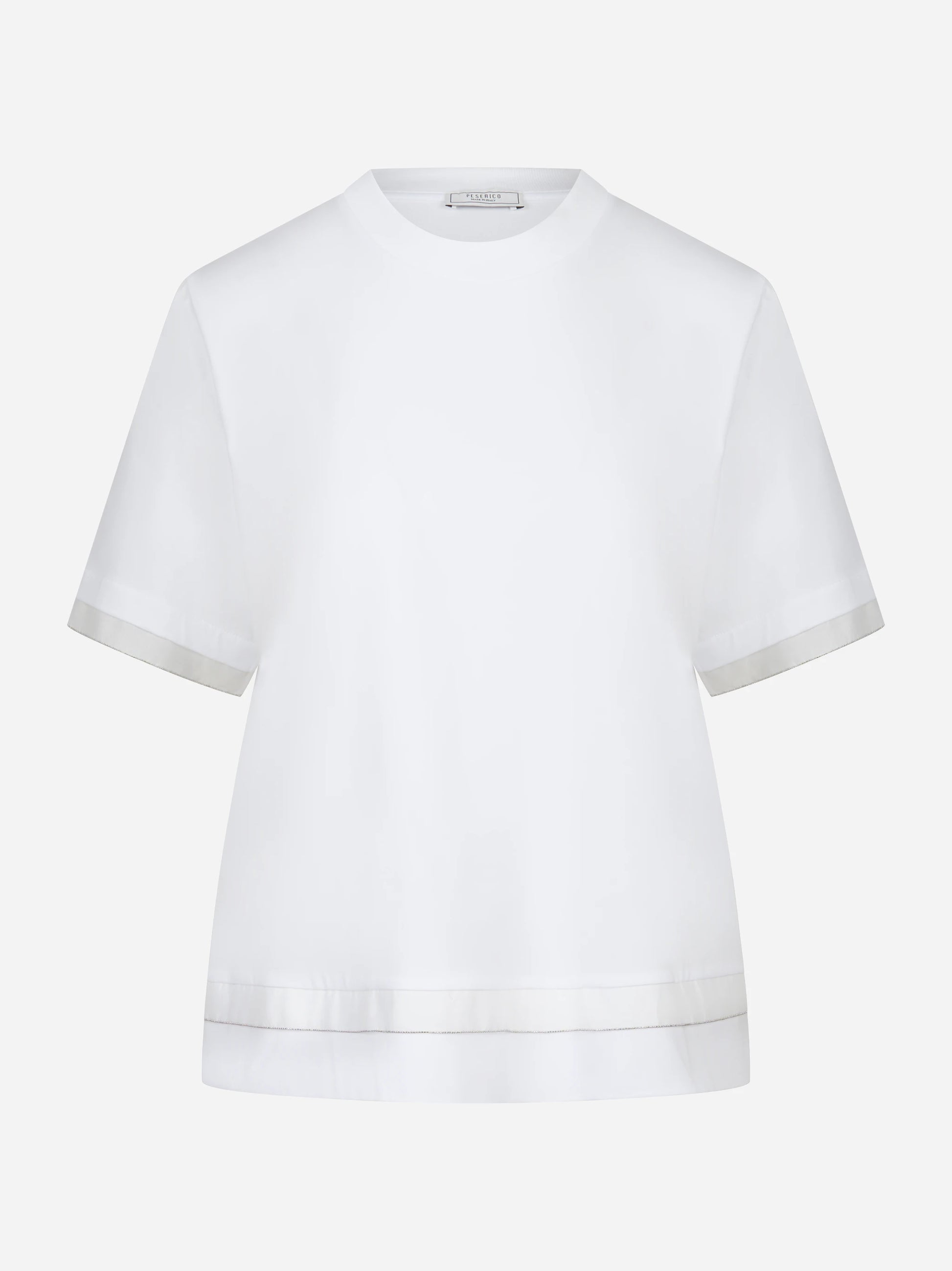 T-shirt girocollo cotone con organza