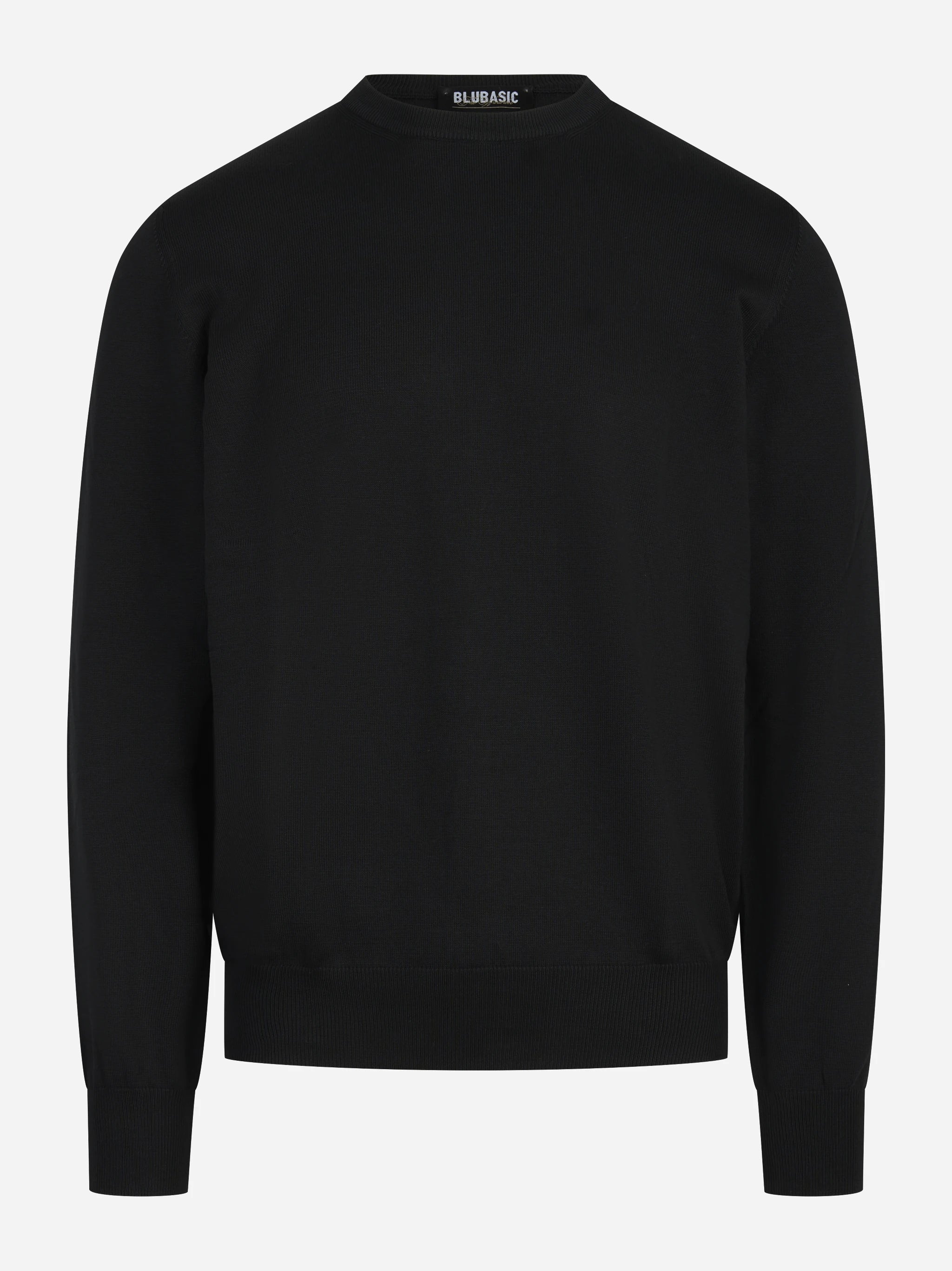 Maglia girocollo in cotone nero