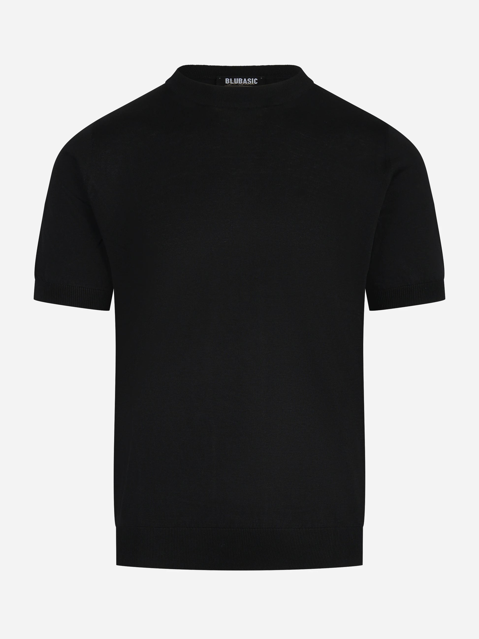 Maglia manica corta in seta nera