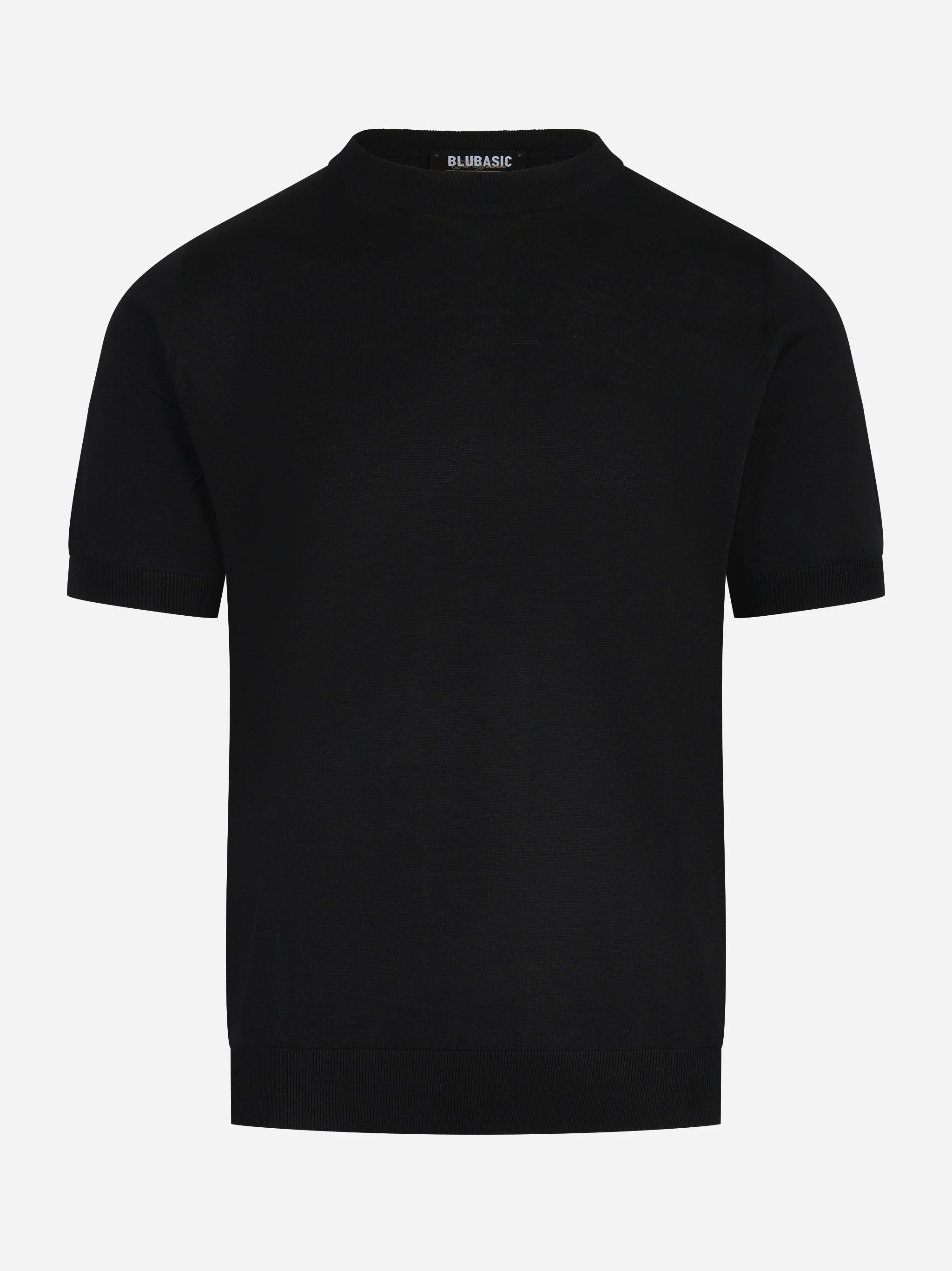 Maglia manica corta in seta nera