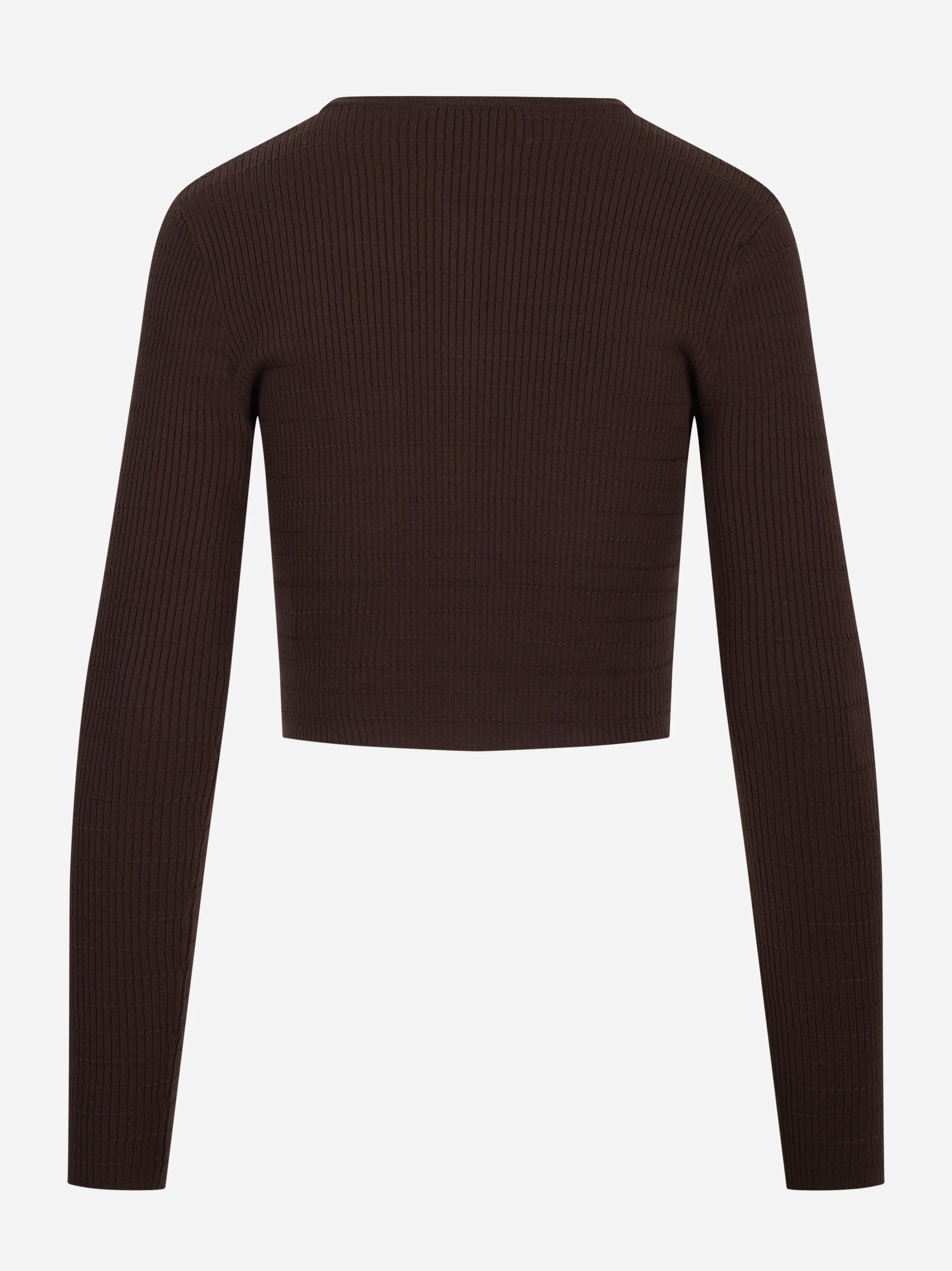 Cardigan in maglia marrone a micro trecce