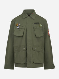 Giacca Overshirt Power con ricami verde