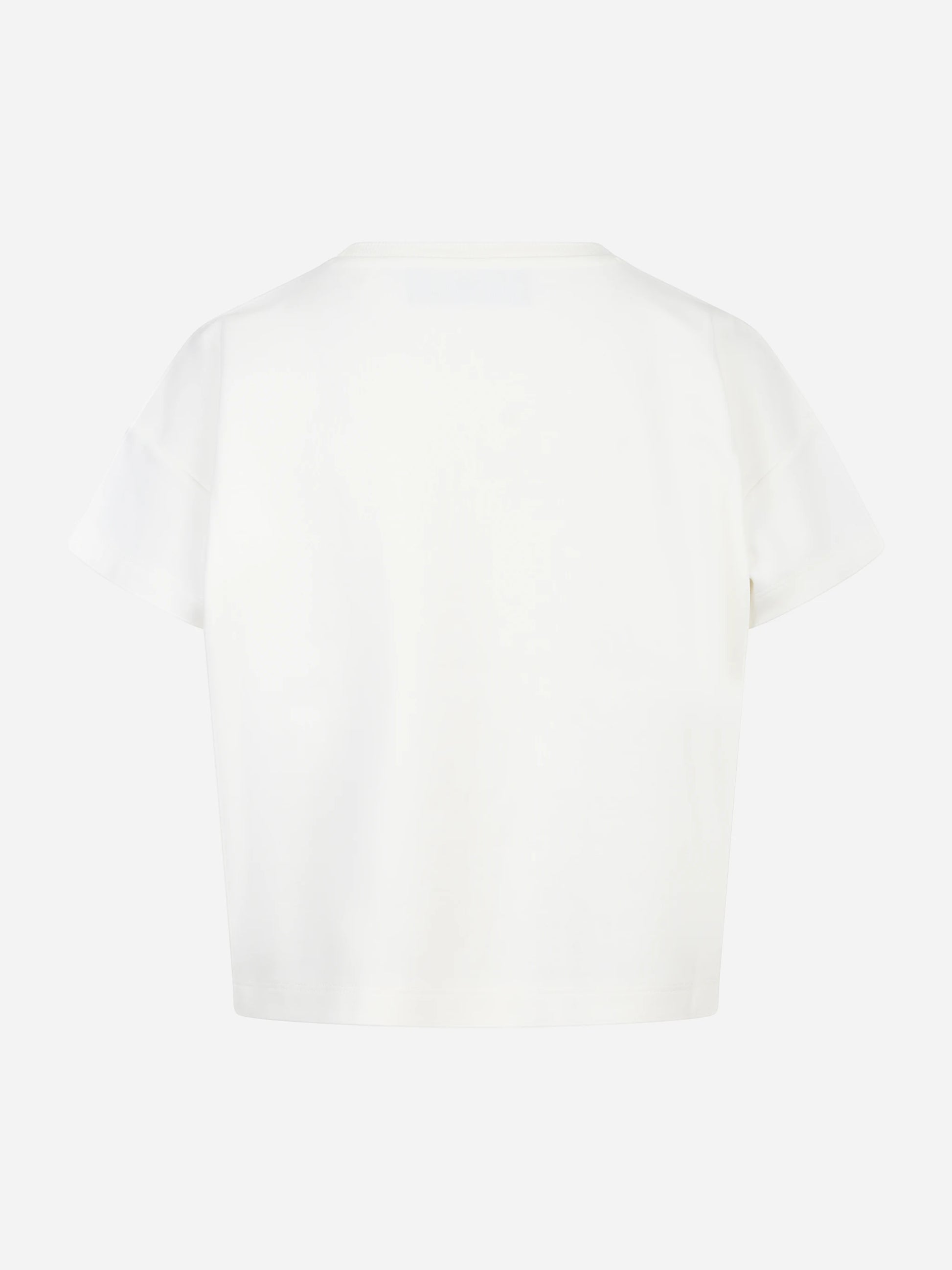 T-shirt bianca in jersey con stampa lettering