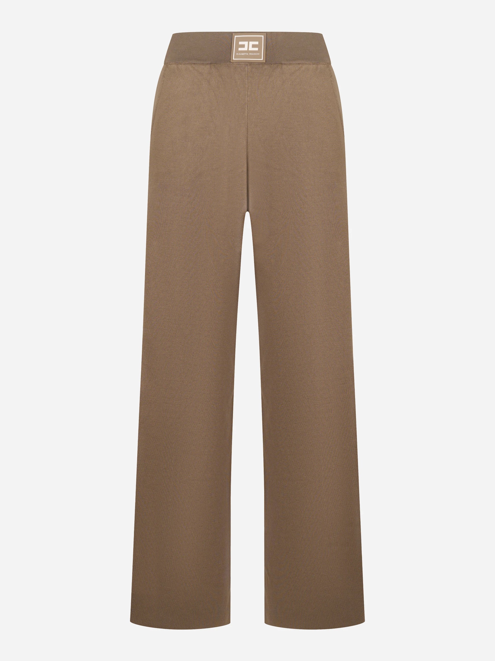 Pantalone in maglia con bande in viscosa lucida