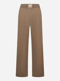 Pantalone in maglia con bande in viscosa lucida