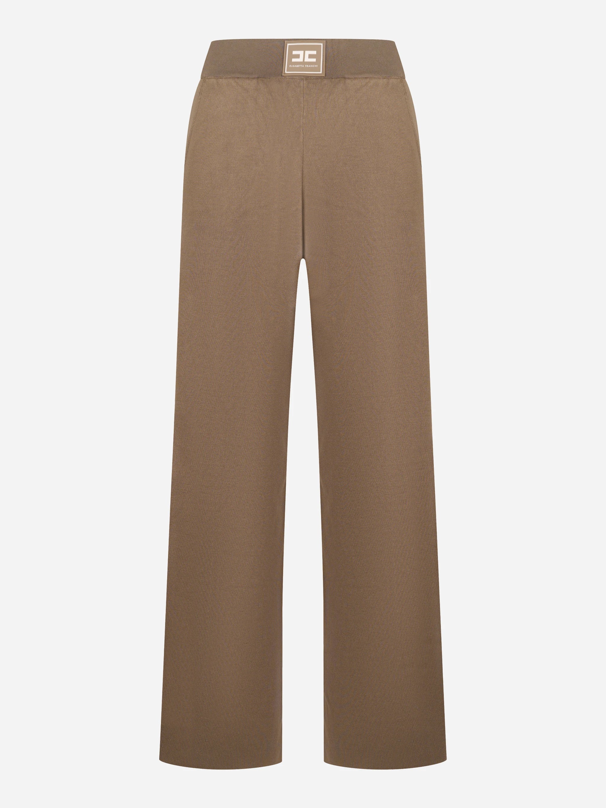 Pantalone in maglia con bande in viscosa lucida