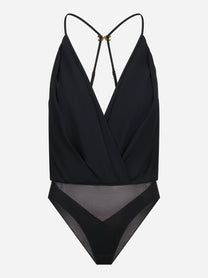 Body in georgette di viscosa nero