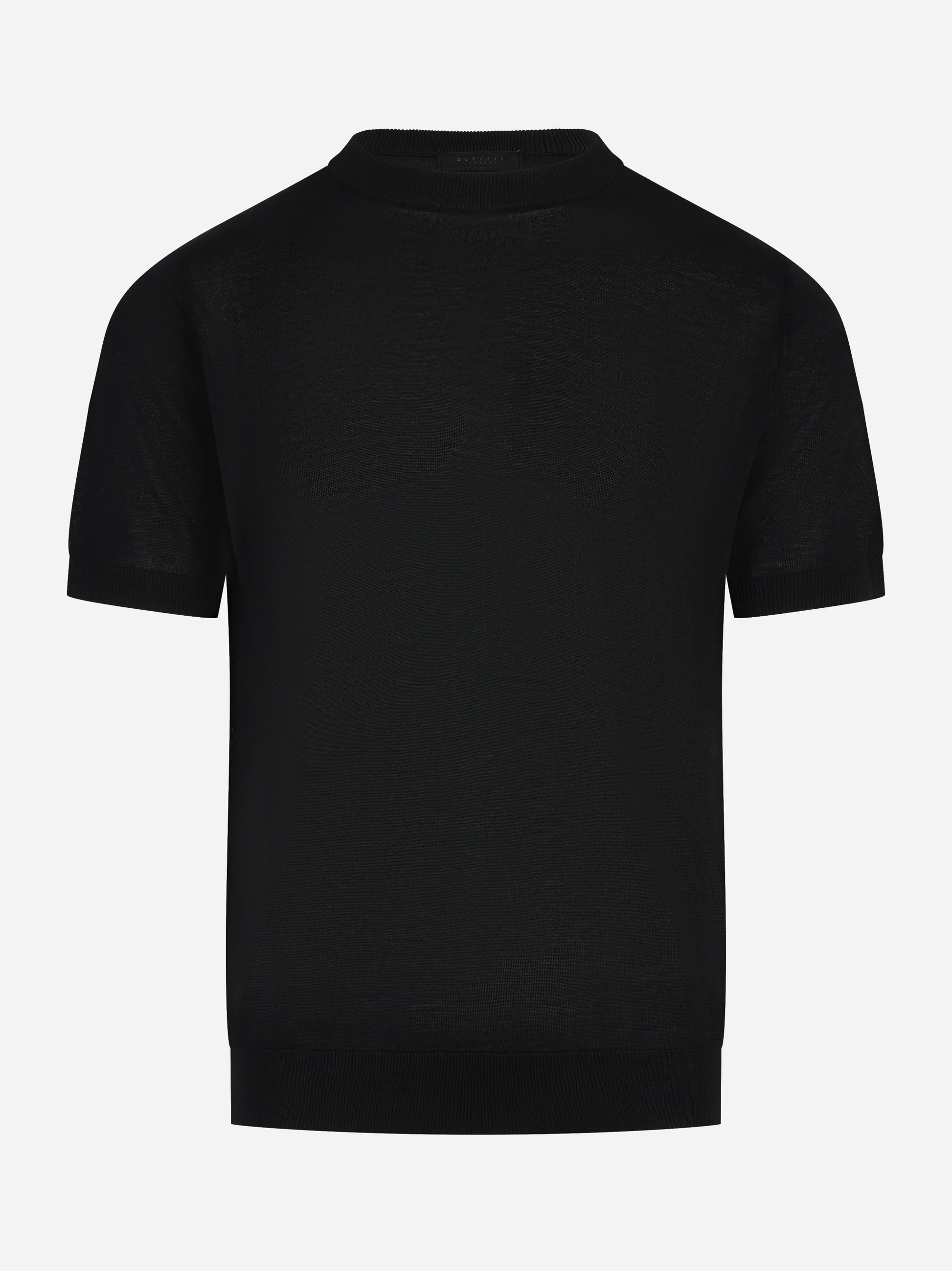 Maglia manica corta in misto cotone nero