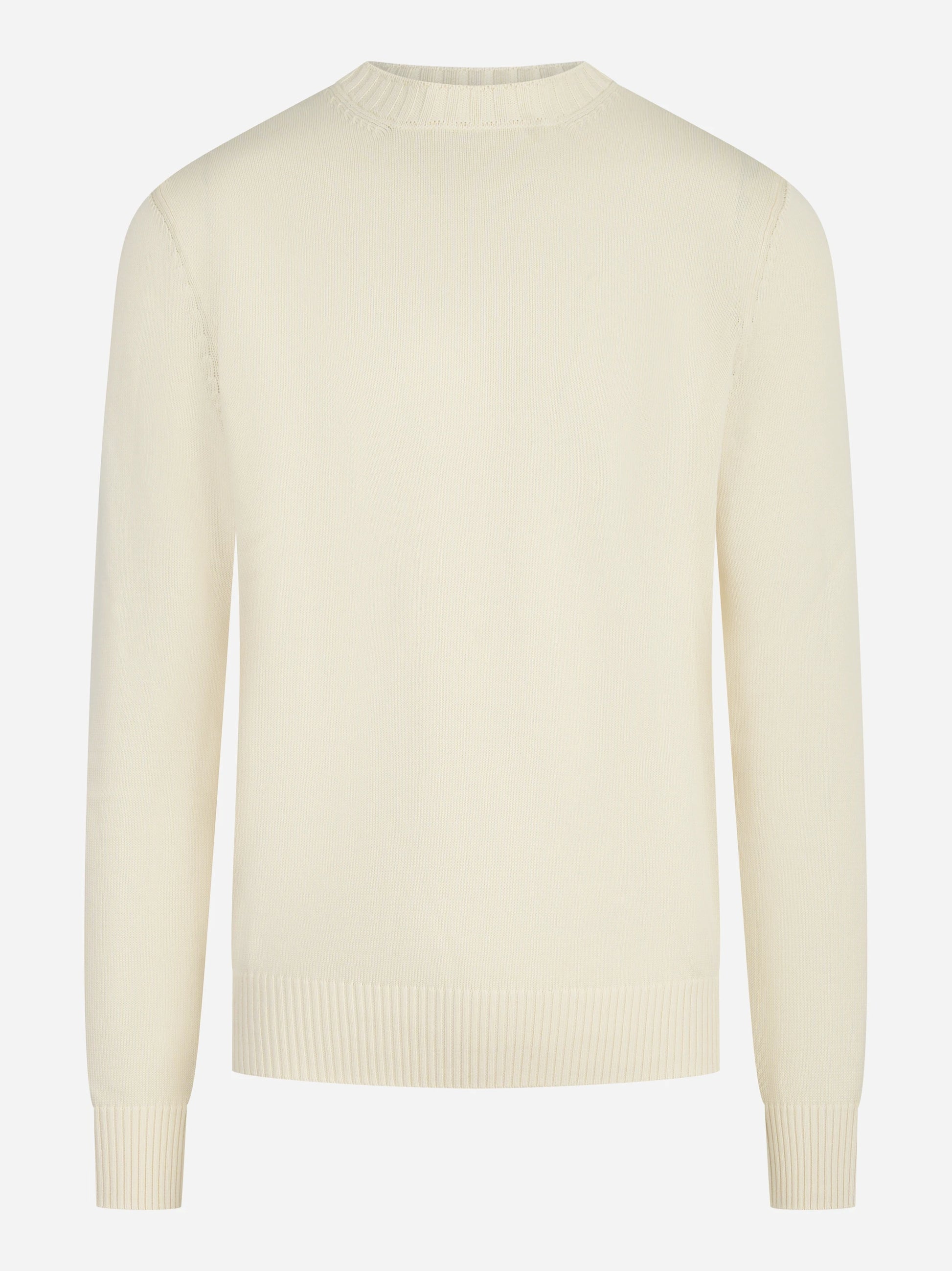 Maglia girocollo in cotone panna