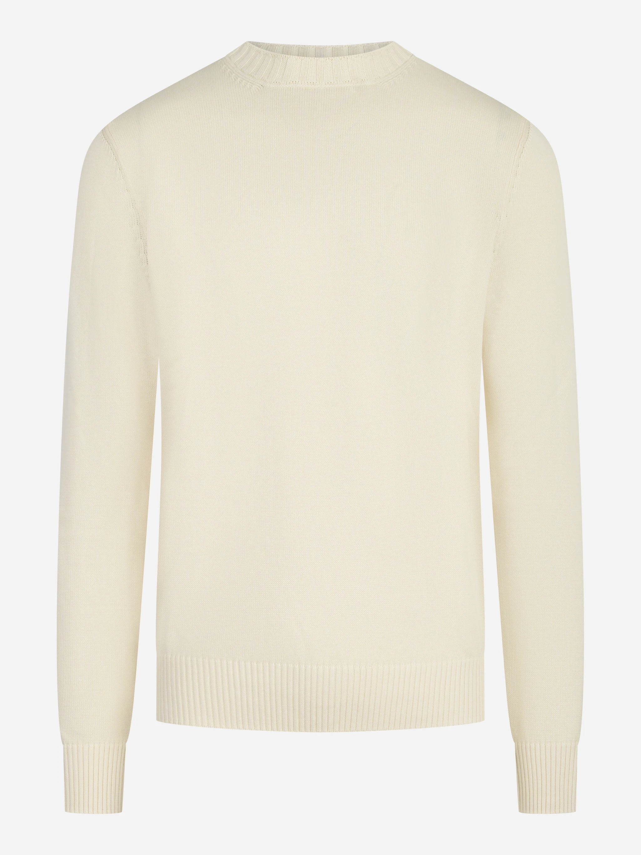 Maglia girocollo in cotone panna