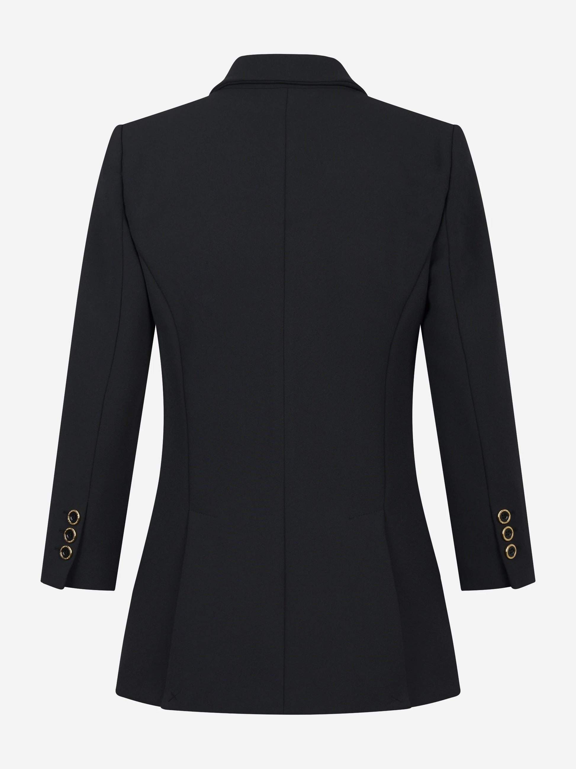 Blazer nero in doppio crepe stretch con dettagli logo