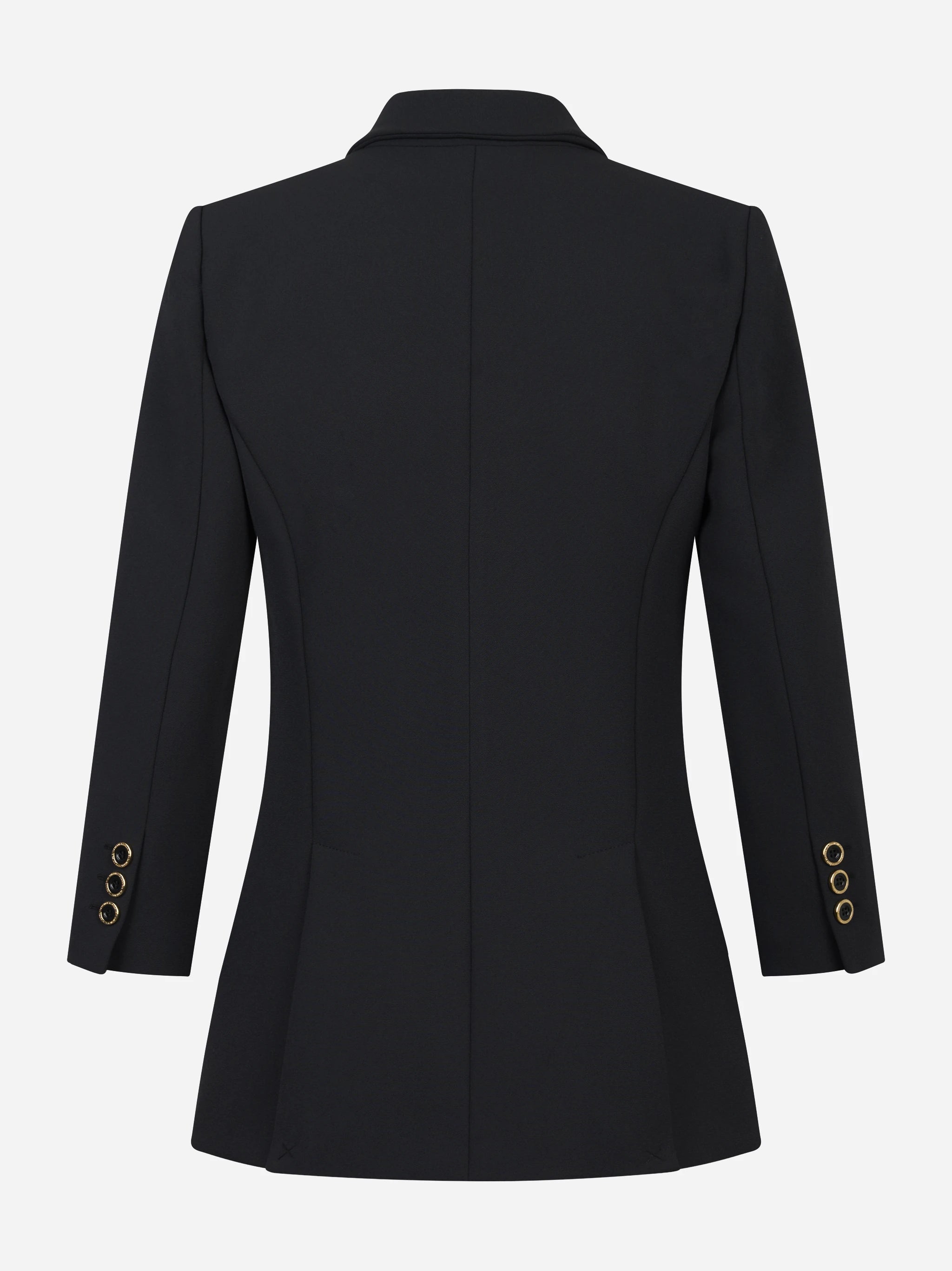 Blazer nero in doppio crepe stretch con dettagli logo
