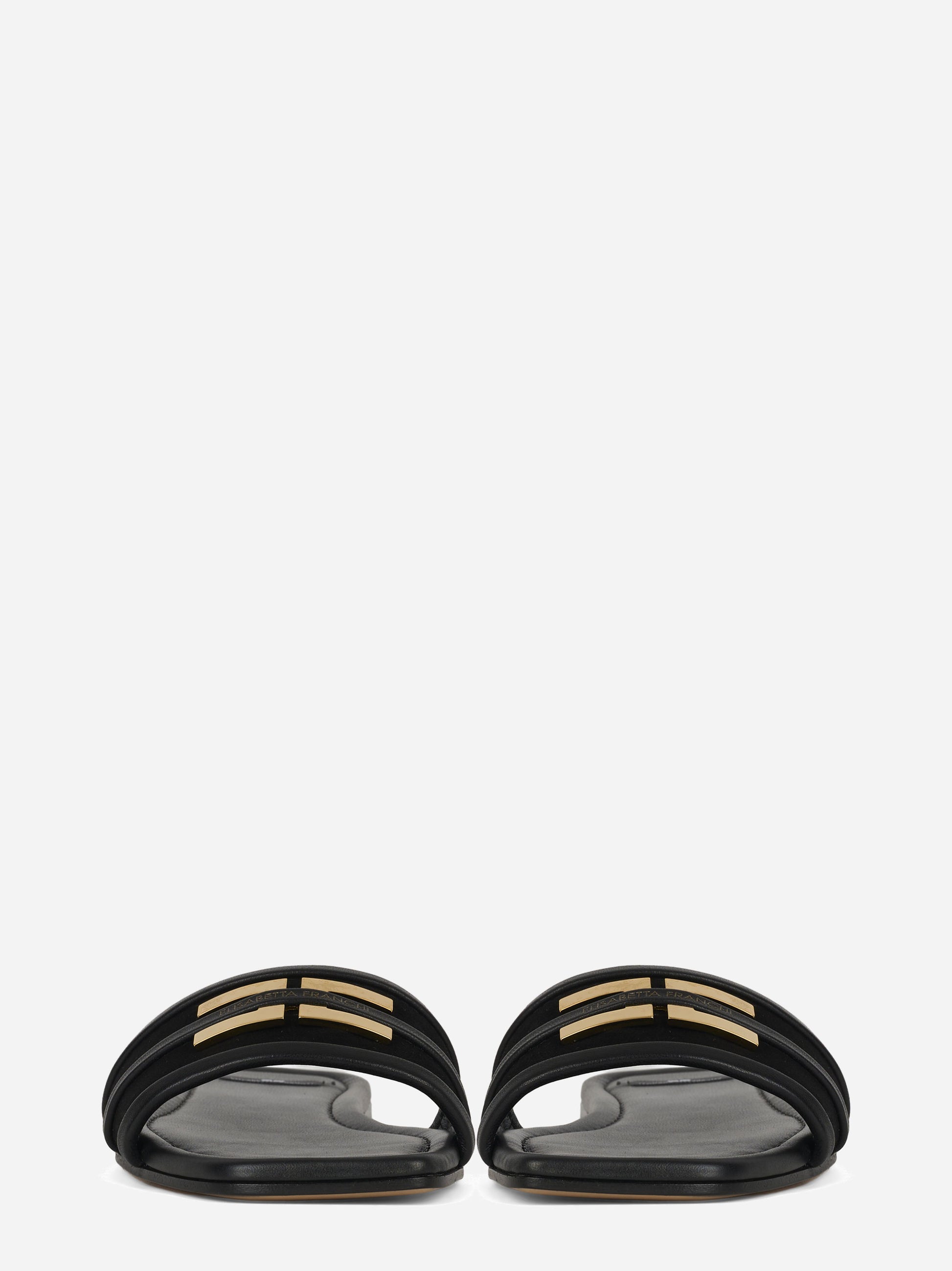 Sandalo flat in pelle con dettaglio logo nero
