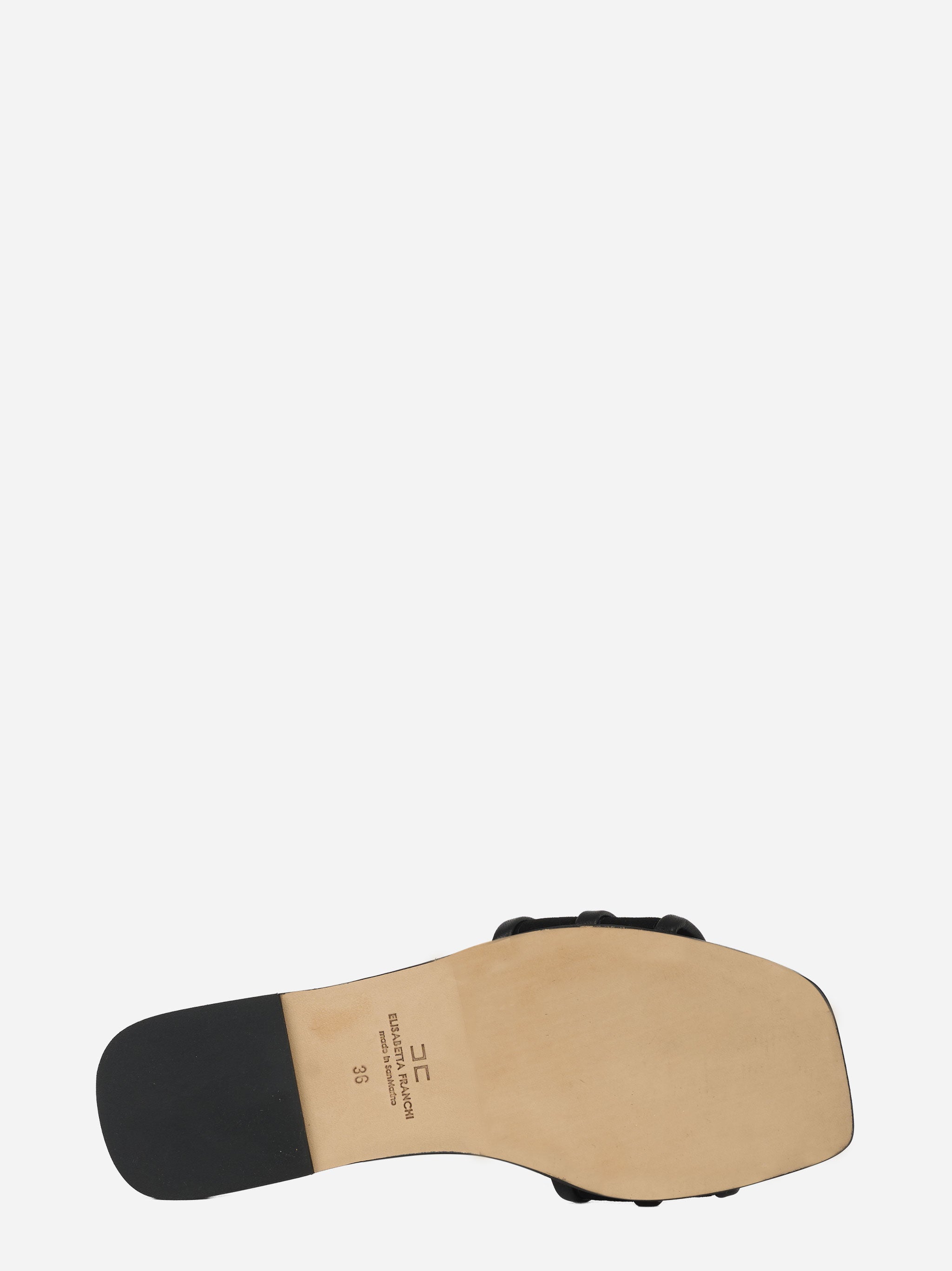 Sandalo flat in pelle con dettaglio logo nero