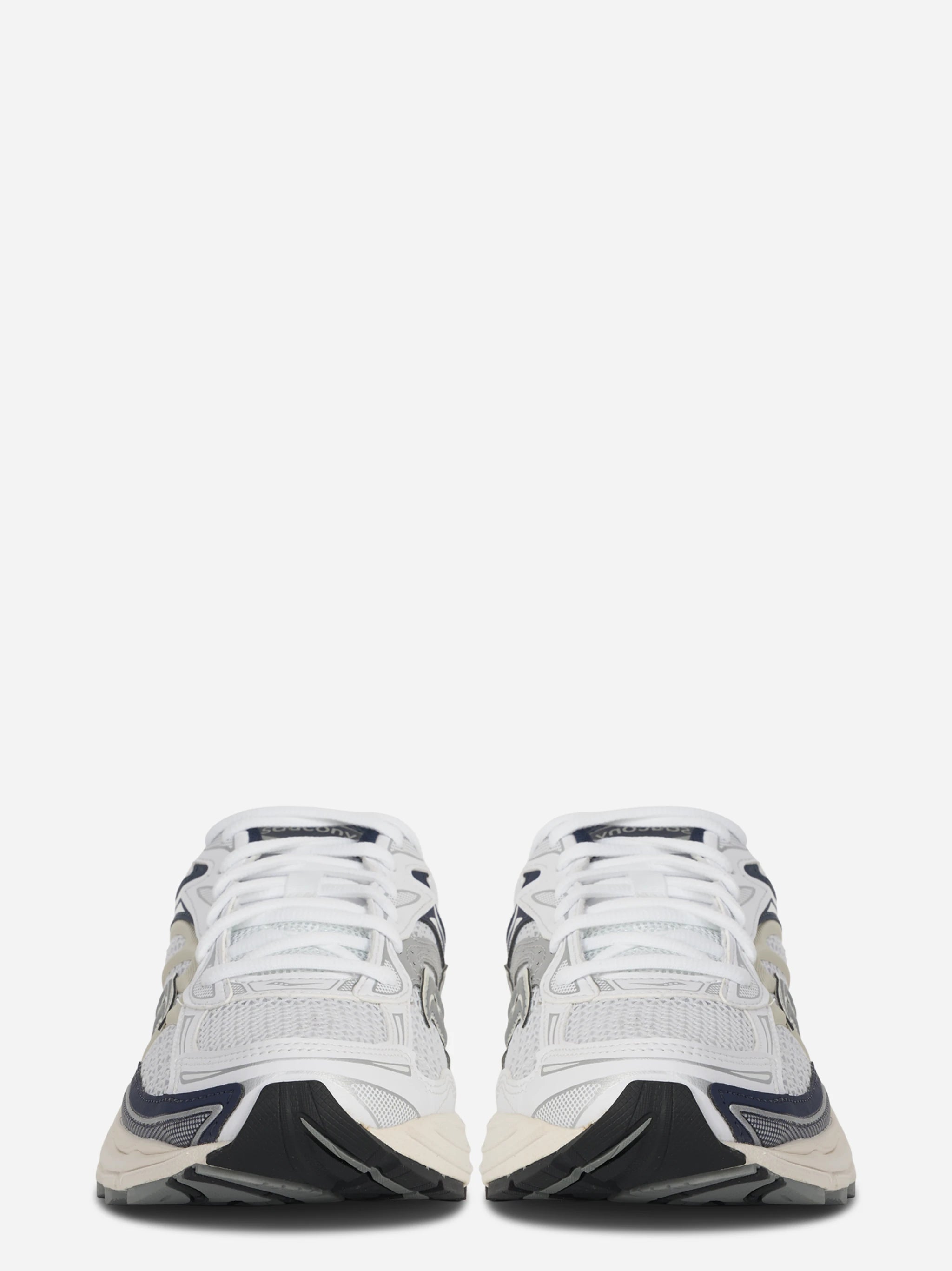 Sneakers Omni Pro Grid bianche con dettagli blu navy