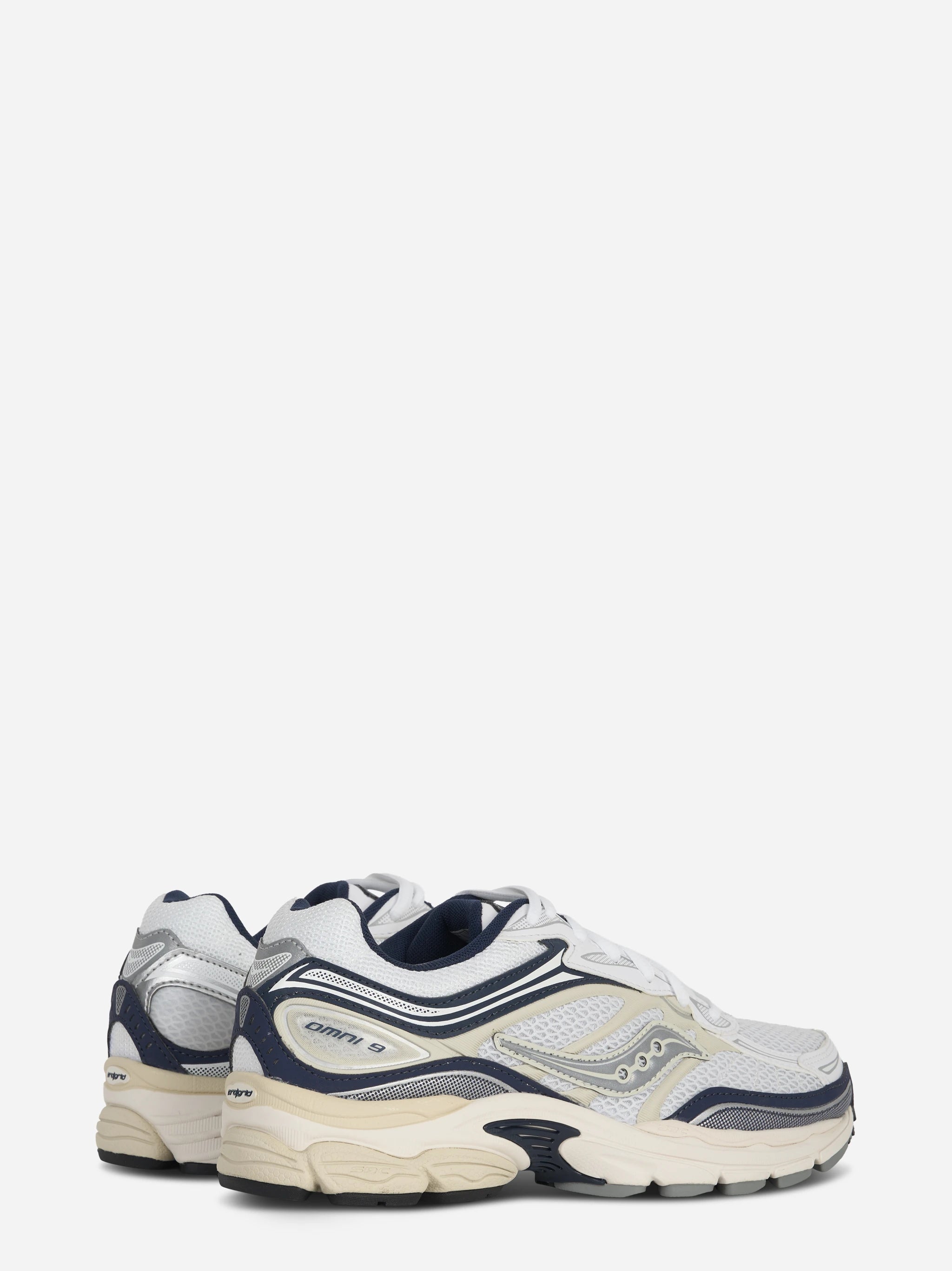 Sneakers Omni Pro Grid bianche con dettagli blu navy