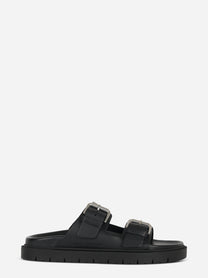 Sandalo flat nero con doppia fascia