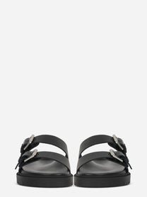 Sandalo flat nero con doppia fascia